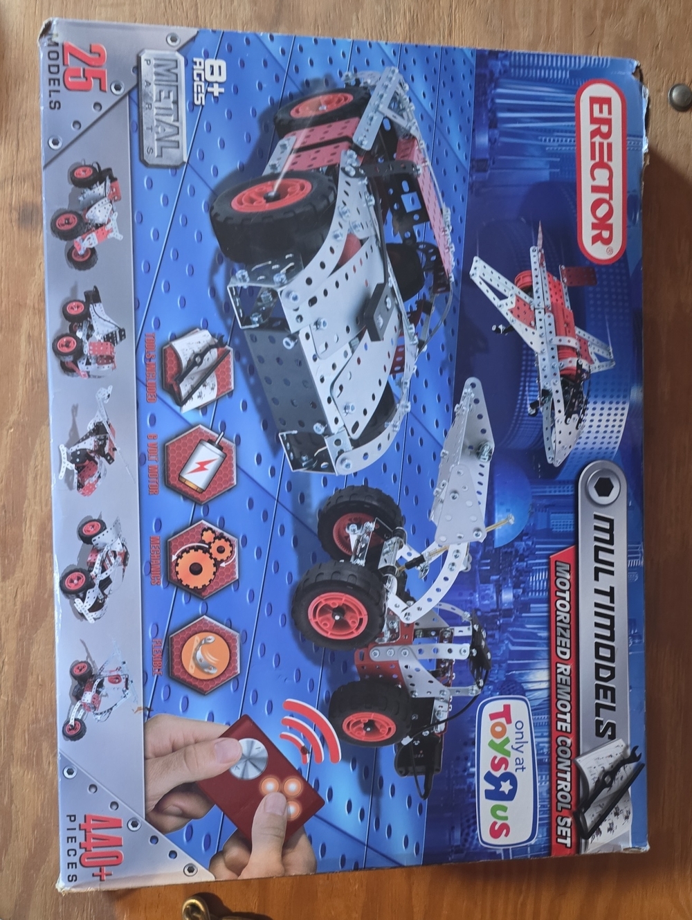 Vintage Erector Set Motorized Multi-Model Building Set in Silver & Red